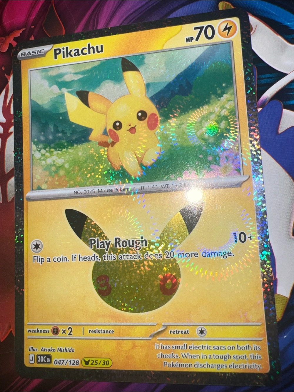 Pokemon Pikachu Holographic Yellow & Black Trading Card